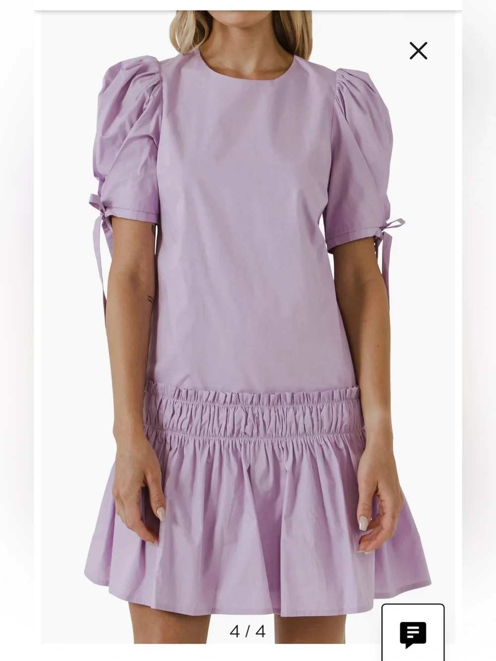 lavender drop waist dress SSYS Lainey Lattice Everyday Puff Sleeve Drop Waist Dress In Lavender